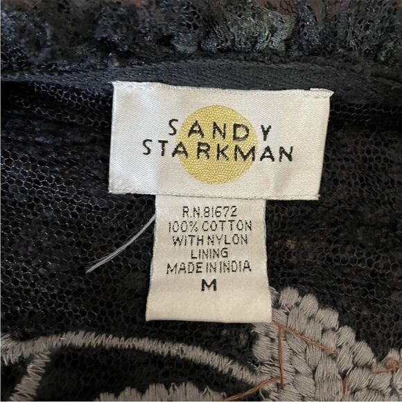 Sandy‎ Starkman Shabby Embroidered Chic Floral Sequin Lace vintage jacket 90s M - Picture 6 of 6